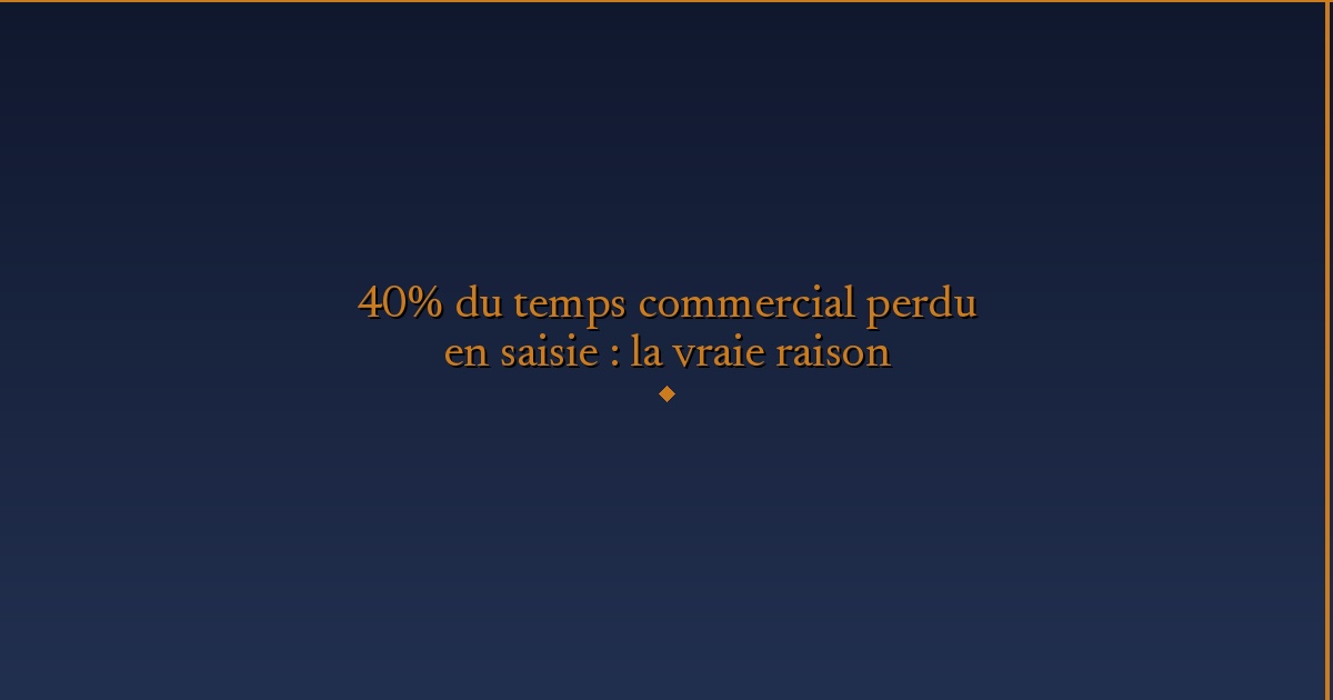 Illustration — 40% du temps commercial perdu en saisie : la vraie raison