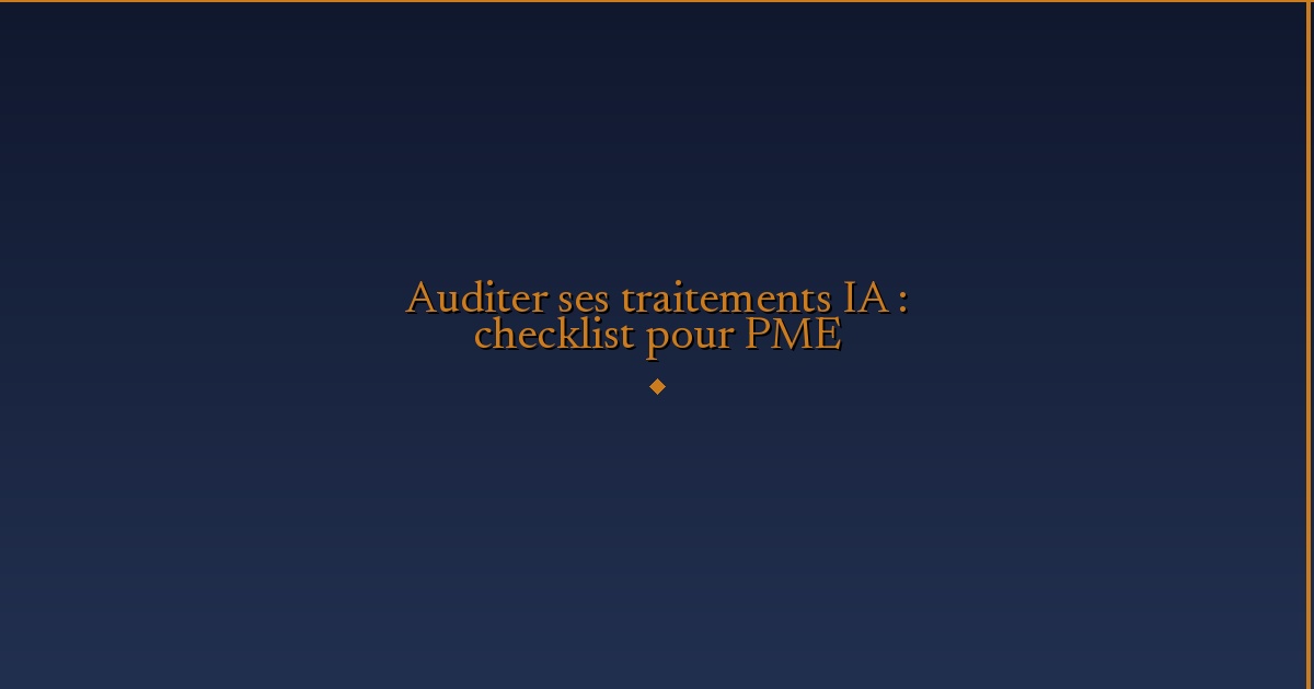 Illustration — Auditer ses traitements IA : checklist pour PME