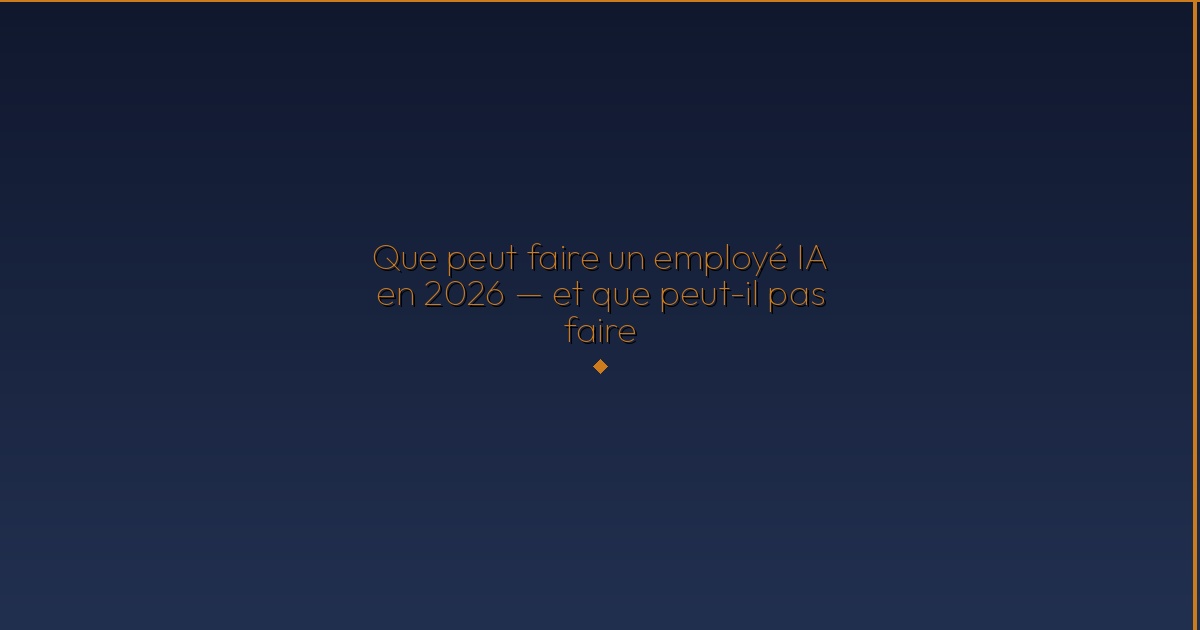 Illustration — Que peut faire un employé IA en 2026 — et que peut-il pas faire