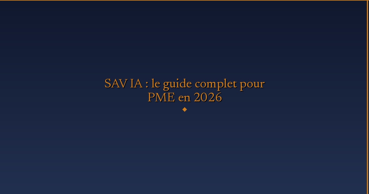Illustration — SAV IA : le guide complet pour PME en 2026