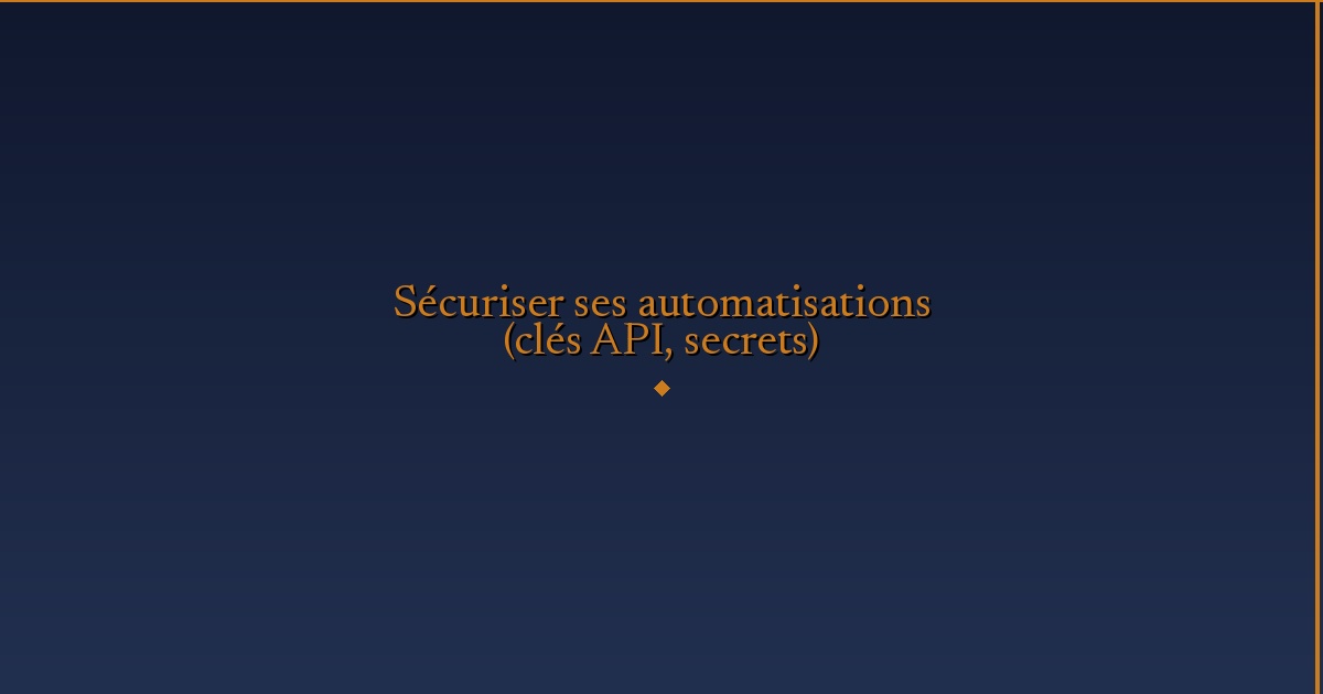 Illustration — Sécuriser ses automatisations (clés API, secrets)